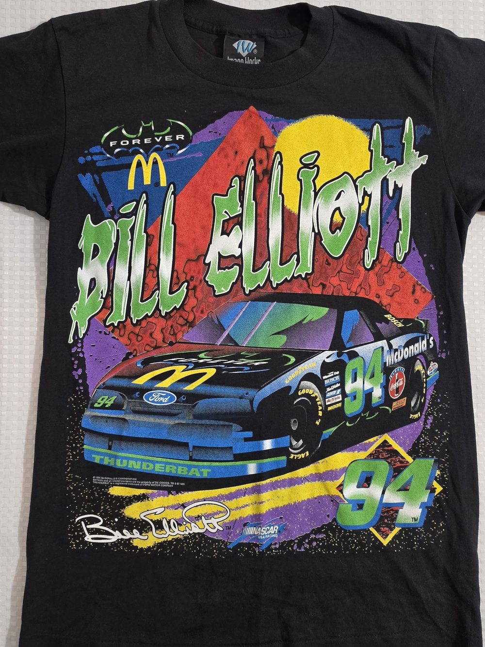 RARE VINTAGE 1995 BILL ELLIOTT NASCAR "THUNDERBAT" PROMO T-SHIRT Size M